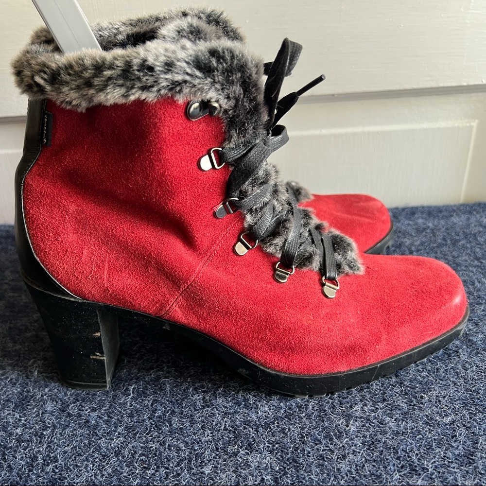 Sporto Red Suede Winter Boots With Heel Size 9